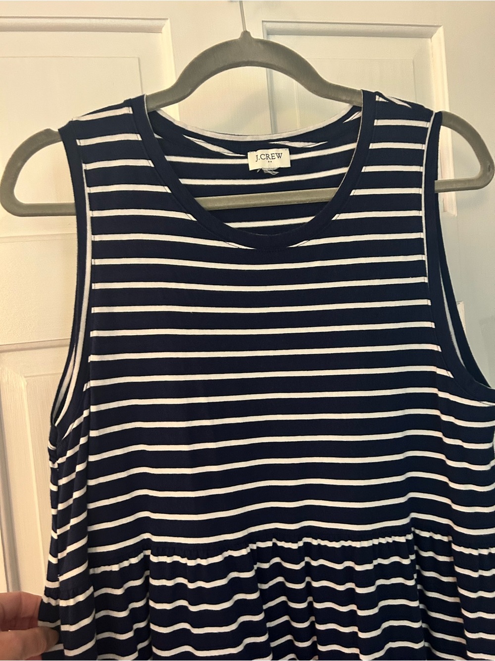 J. Crew Navy and White Striped Sleeveless Dress